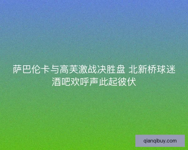 萨巴伦卡与高芙激战决胜盘 北新桥球迷酒吧欢呼声此起彼伏